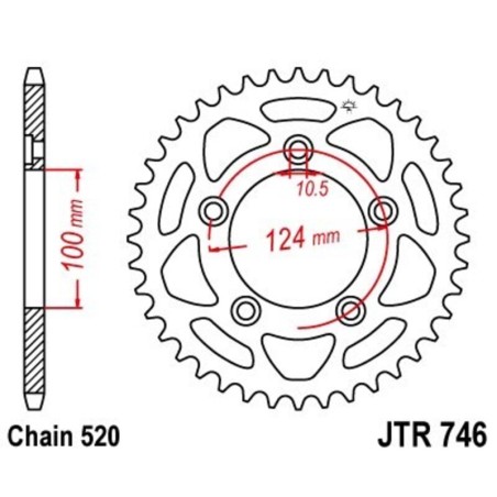 Corona JT 746 de acero con 44 dientes