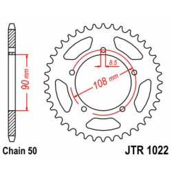 Corona JT SPROCKETS acero estándar 1022 - Paso 530