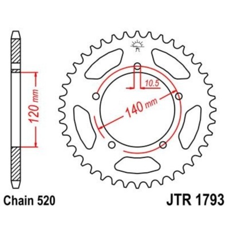 Corona JT 1793 de acero con 42 dientes