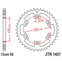 Corona JT SPROCKETS acero estándar 1421 - Paso 530