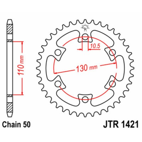 Corona JT SPROCKETS acero estándar 1421 - Paso 530