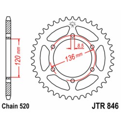 Corona JT 846 de acero con 39 dientes