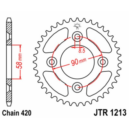 Corona JT SPROCKETS acero estándar 1213 - Paso 420