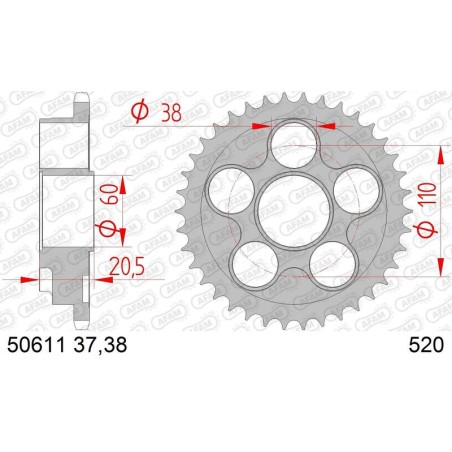 Corona AFAM acero estándar 50611 - Paso 520