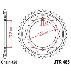 Corona JT 485 de acero con 46 dientes
