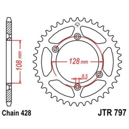 Corona JT 797 de acero con 57 dientes