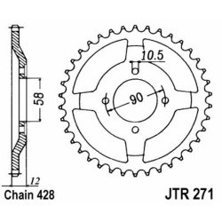 Corona JT SPROCKETS acero estándar 271 - Paso 428