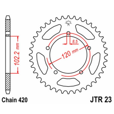 Corona JT SPROCKETS acero estándar 23 - Paso 420
