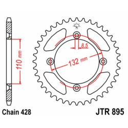 Corona JT SPROCKETS acero estándar 895 - Paso 428