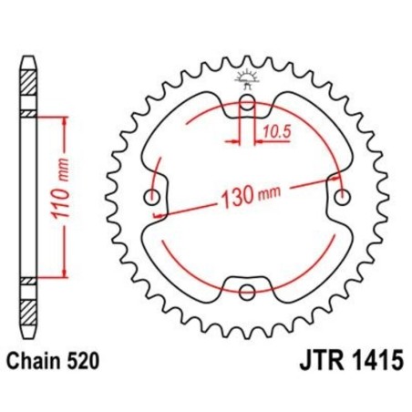 Corona JT 1415 de acero con 38 dientes