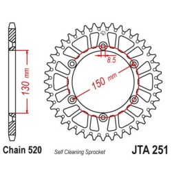 Corona JT SPROCKETS aluminio negro ultraligero 251 - 520