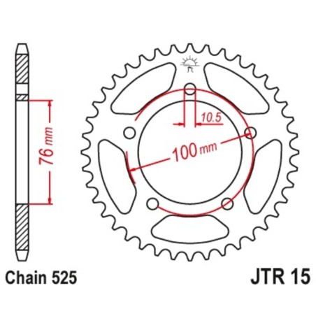 Corona JT SPROCKETS de acero 15 - 525