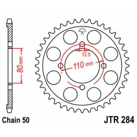 Corona JT SPROCKETS acero estándar 284 - Paso 530