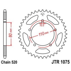 Corona JT 1075 de acero con 39 dientes