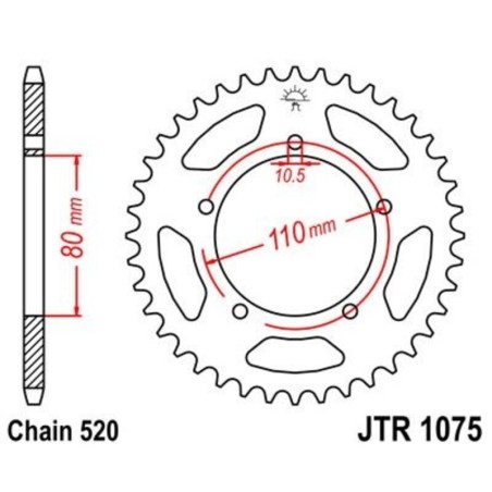 Corona JT 1075 de acero con 39 dientes