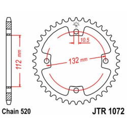 Corona JT SPROCKETS acero estándar 1072 - Paso 520