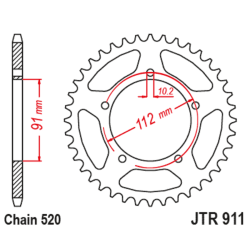 Corona JT SPROCKETS acero estándar 911 - Paso 520