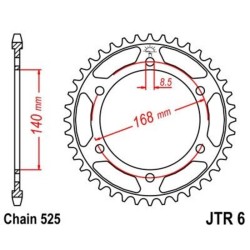 Corona JT 6 de zinc negro con 42 dientes