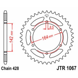 Corona JT SPROCKETS acero estándar 1067 - Paso 428