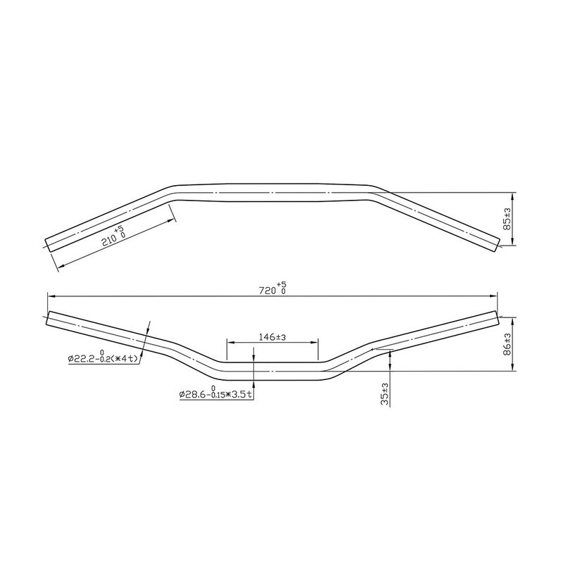 Manillar conico Ø28.6mm negro V PARTS