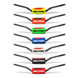 Manillar SCAR O² Low 65/85 Ø28,6mm - Negro / Protector azul oscuro