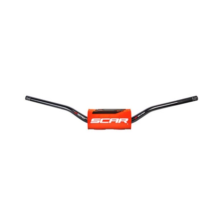 Manillar SCAR O² Low 65/85 Ø28,6mm - Negro / Protector naranja flúor