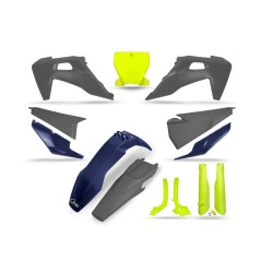 Kit de plástica UFO amarillo flúor, azul y gris, Husqvarna TC , todos los modelos, 2019-2021