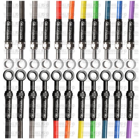 Kit de latiguillos delanteros Venhill Negro/Negro YAM6032F1