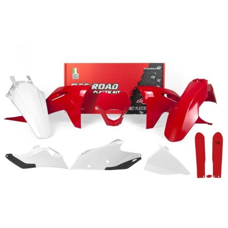 Kit de plástica RACETECH (7 piezas) - Rojo / Blanco