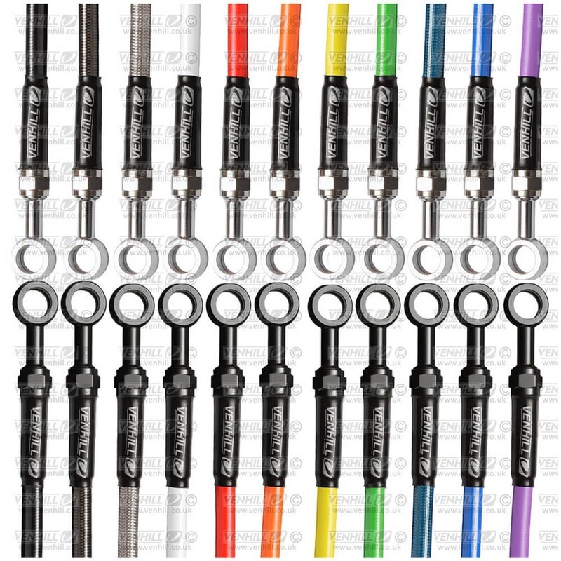 Kit de latiguillos traseros Venhill Negro/Cromo HON1016R