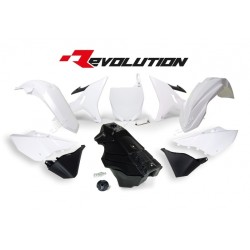 RACETECH Revolution Plastic Kit + Gas Tank Black/White Yamaha YZ125/250