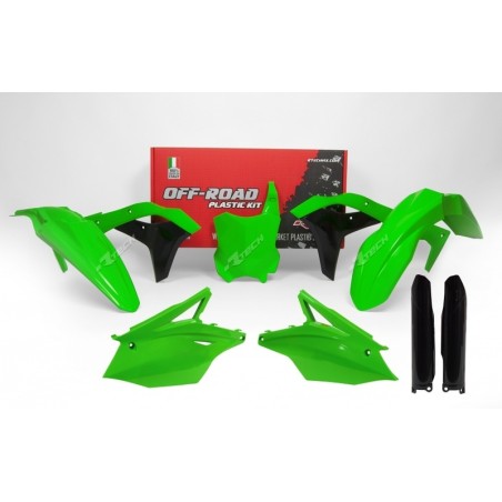 Kit de plástica RACETECH (5 piezas) - Verde flúor / Negro