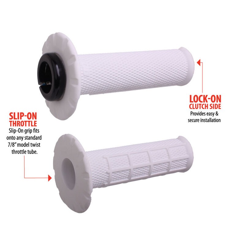 Puños universales ODI Lock-On medio gofrados Ø22,2mm - Blanco / Negro