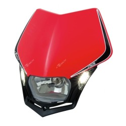 Careta con faro LED RACETECH V-Face - Negro / Rojo