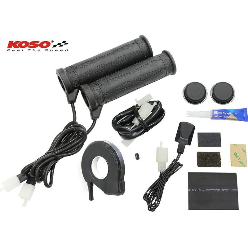 Puños calefactables quad KOSO Ø22mm + pulgar calefactable para el gatillo