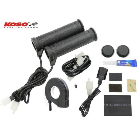 Puños calefactables quad KOSO Ø22mm + pulgar calefactable para el gatillo