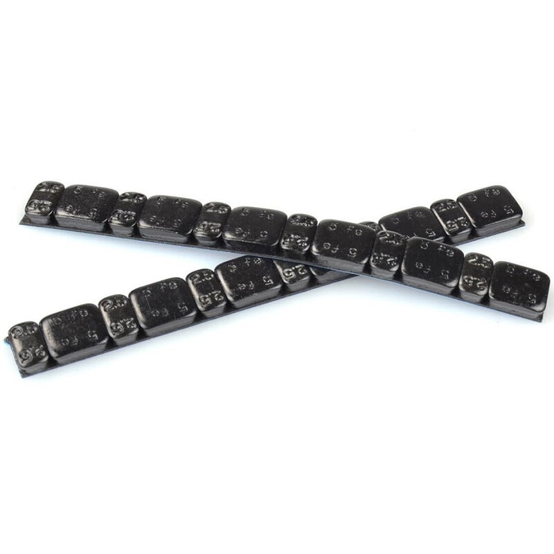 Caja de 50 tiras de 45gr de contrapesos adhesivos llanta color negro