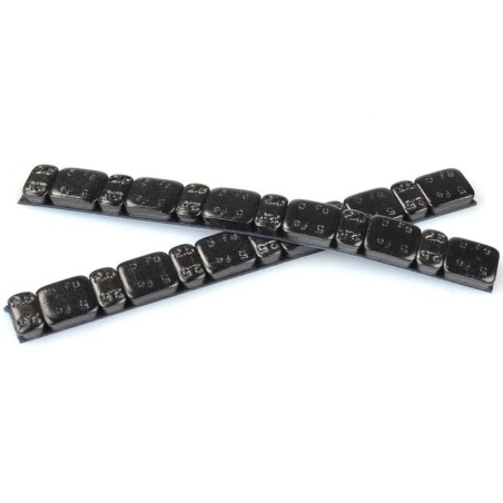 Caja de 50 tiras de 45gr de contrapesos adhesivos llanta color negro