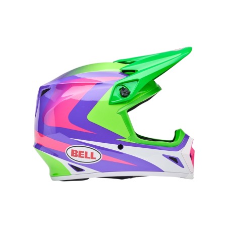 Casco BELL MX-9 Mips - Jackal Gloss Hi-Viz Green Purple