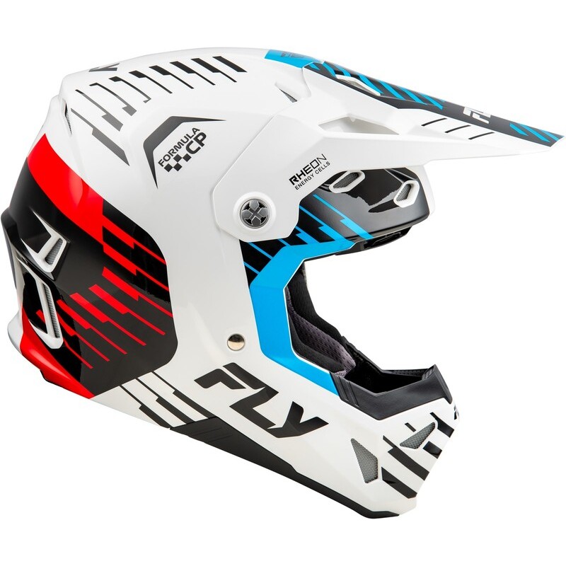 Casco FLY RACING Formula CP Slice - Blanco / Rojo / Cian