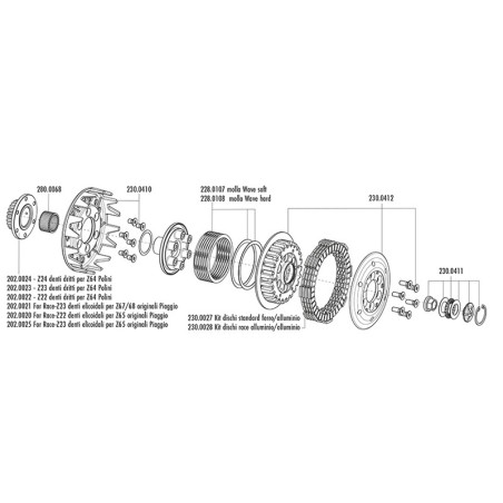 POLINI racing clutch with Z23 sprocket with helical teeth