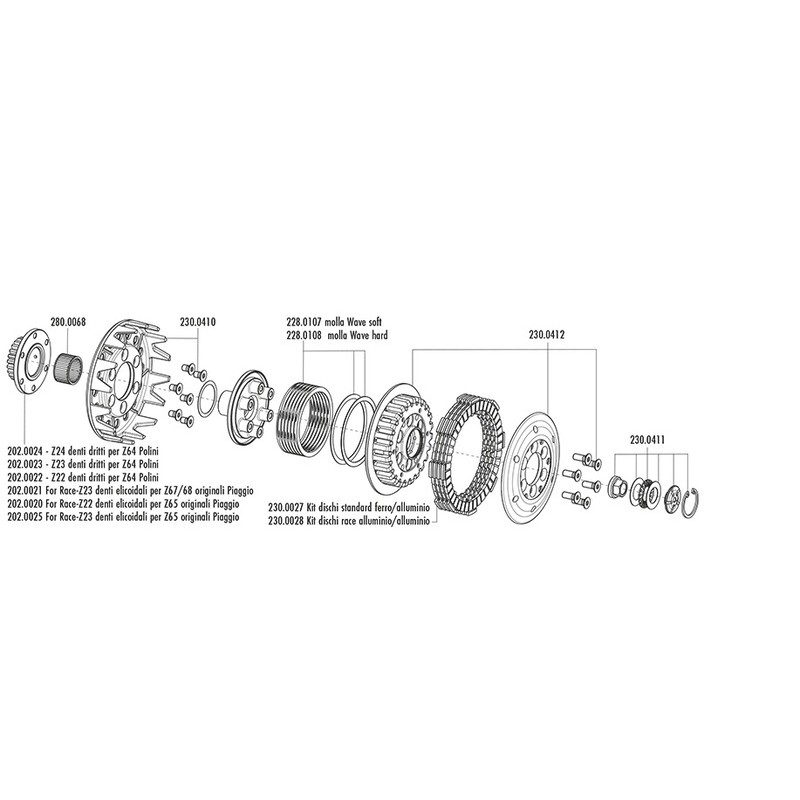 POLINI racing clutch with Z24 sprocket straight toothed