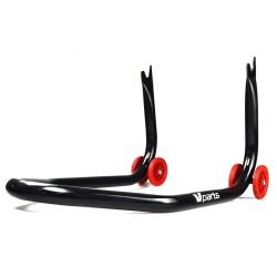 Caballete trasero moto BIHR con soportes en V para diábolos  - Negro y rojo 2