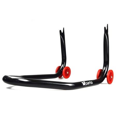 Caballete trasero moto BIHR con soportes en V para diábolos  - Negro y rojo