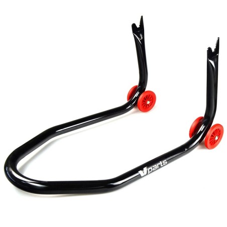 Caballete trasero moto BIHR con soportes en V para diábolos  - Negro y rojo