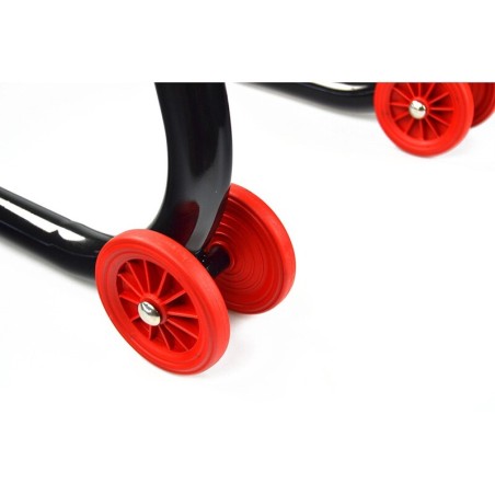 Caballete trasero moto BIHR con soportes en V para diábolos  - Negro y rojo