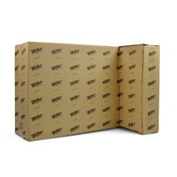 Caballete delantero Bihr para horquillas perforadas. Color azul y ruedas amarillas. 2