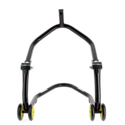 Caballete delantero al chasis BIHR Home Track color negro mate y ruedas amarillas 2