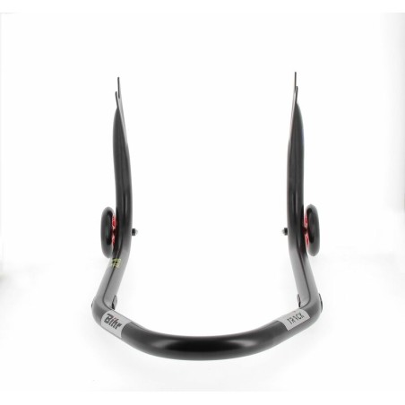 Caballete trasero BIHR Home Track soporte en "V" para diábolos, color negro mate ruedas rojas