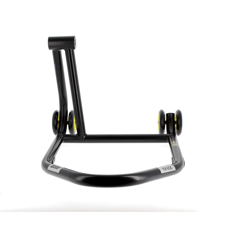 Caballete monobrazo izquierdo BIHR Home Track color negro mate y ruedas amarllas